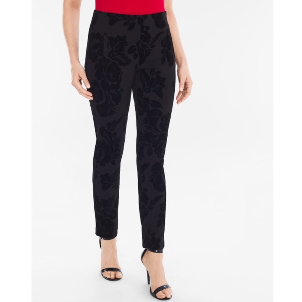 CHICO'S | Juliet Flocked Floral Ankle Pants